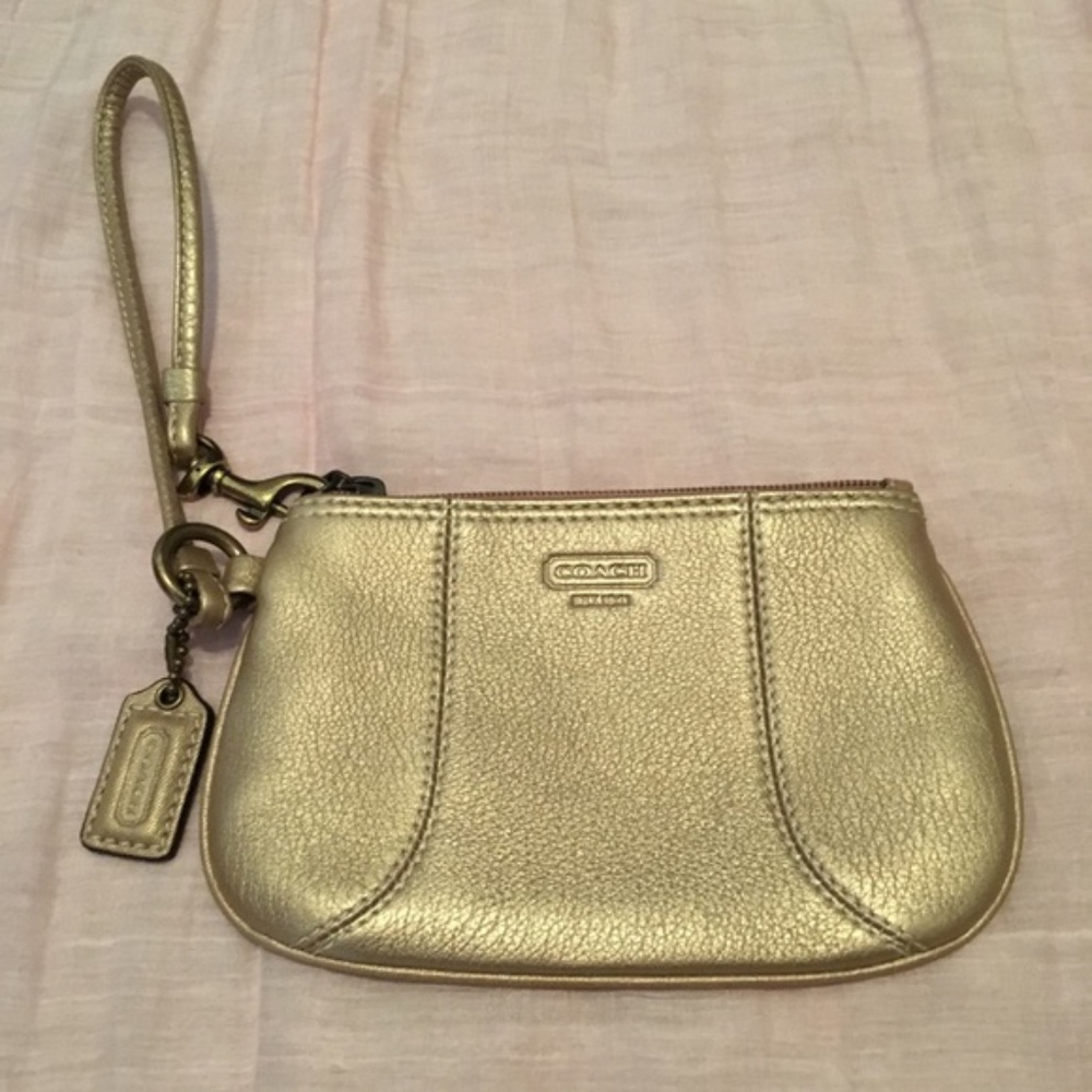 Vintage  Coach Leather Wristlet in Gold